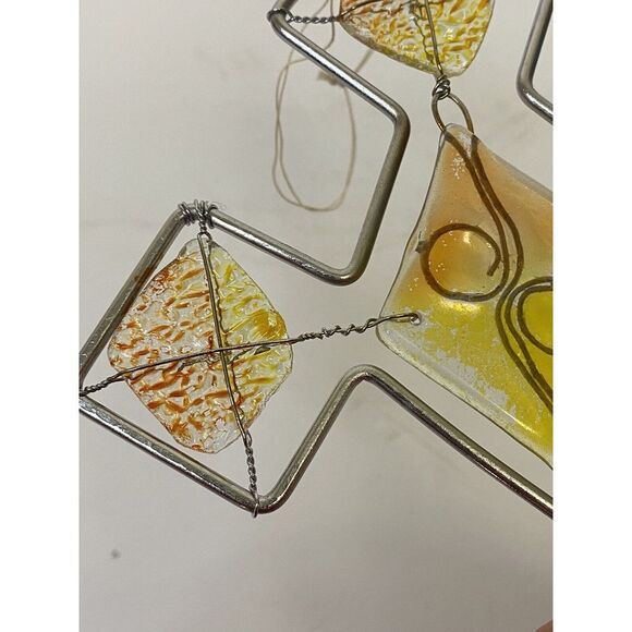 Stained Glass and Beads Crafted Cross Wire Hanging Beautiful Sun-catcher - Picture 10 of 10